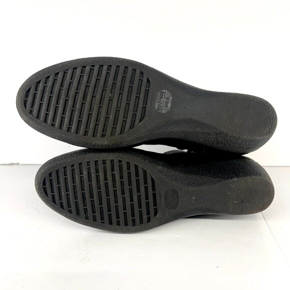 Sz 9 The Flexx Black Leather Buckle Zip Up Felt Lined Wedge Ankle Boot Bootie - Picture 10 of 15